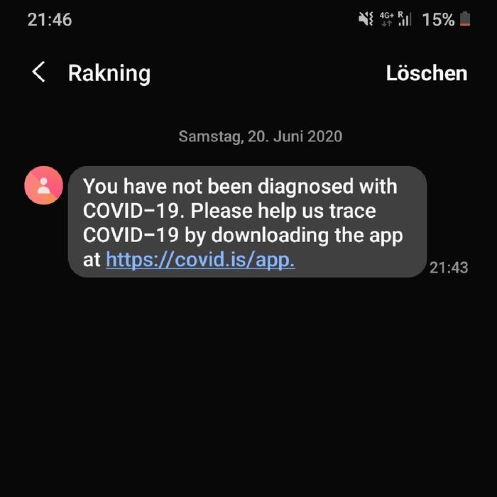 Screenshot, der zeigt, dass das Covid-Testergebnis negativ ist.